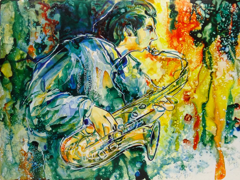 Illustration musicien saxo dessin presse musicale